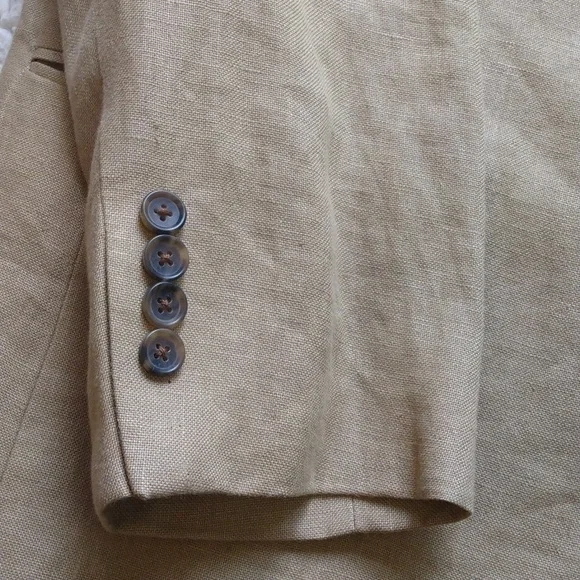 J Crew Tan Unlined Irish Linen 3 Button Sport Jacket44R